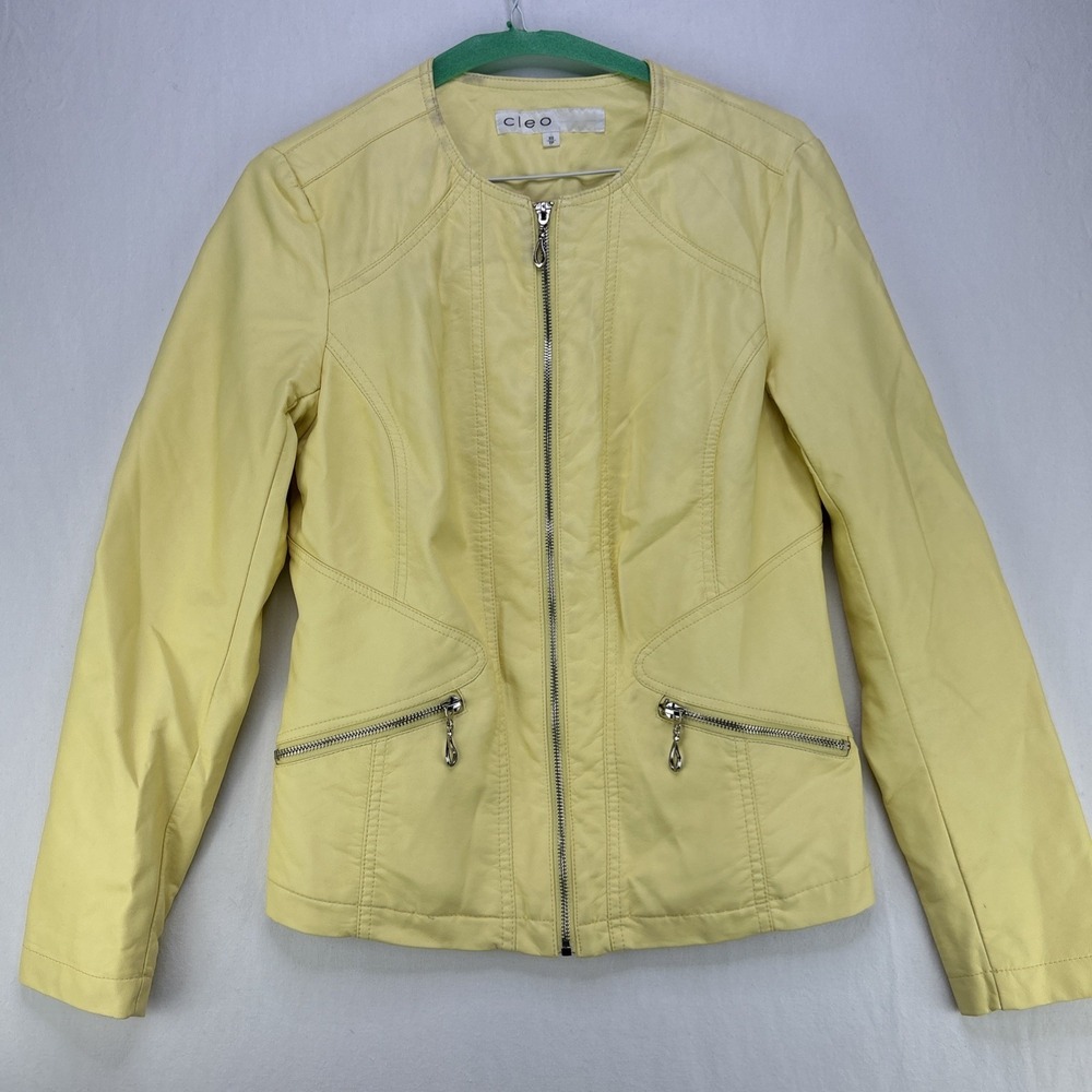 Cleo Faux Leather Jacket Women's XS Yellow
